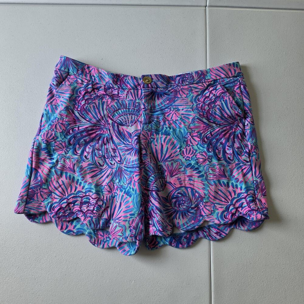 Lilly Pulitzer Buttercup Shorts Womens 8 Multicolor Floral Scallop Hem Chino